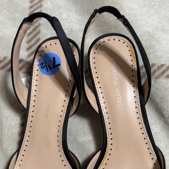 Adrienne Vittadini Elegant Black Slingback Heels with Pearl Embellishments - Picture 2 of 7
